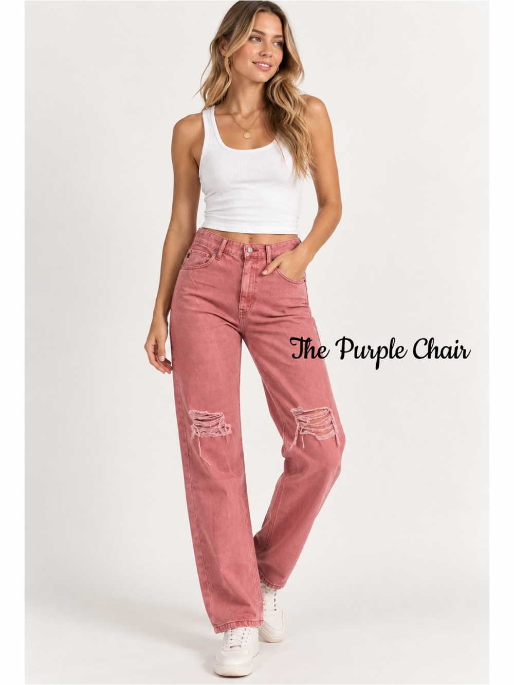 NWT Kancan Ultra High Rise Distressed 90's Straight Leg Jeans *Coral 31